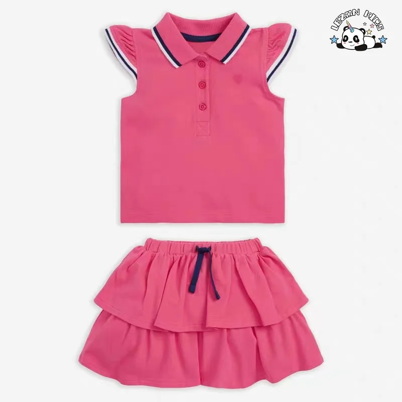 LEZONKIDS - Customizable New Fashion Breathable Sleeveless Short Skirt Boutique Little Girls Summer Clothing Sets